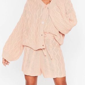 Nasty Gal Pink Cable Knit Shorts
